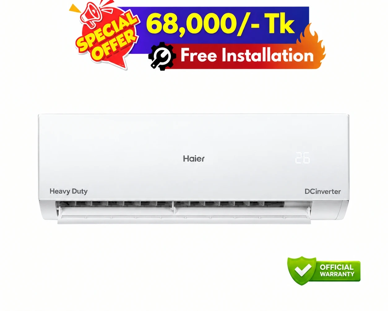 Haier 2 Ton CleanCool DC Inverter AC (HSU-24CleanCool) (INV)(Pro)(X6)