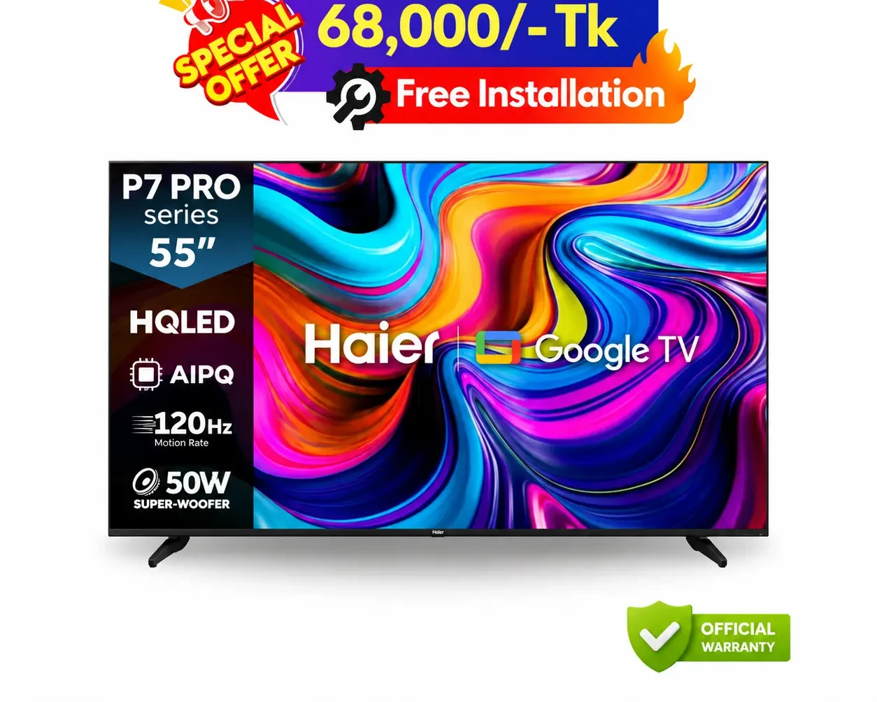 Haier 55 Inch P7 Pro HQLED 4K Google TV (55P7 PRO)