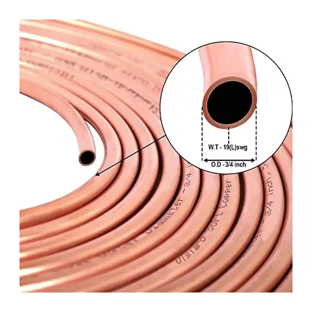 Copper Tube Elite Premium Quality , Size: 3/4, Per Coil/50 Feet.